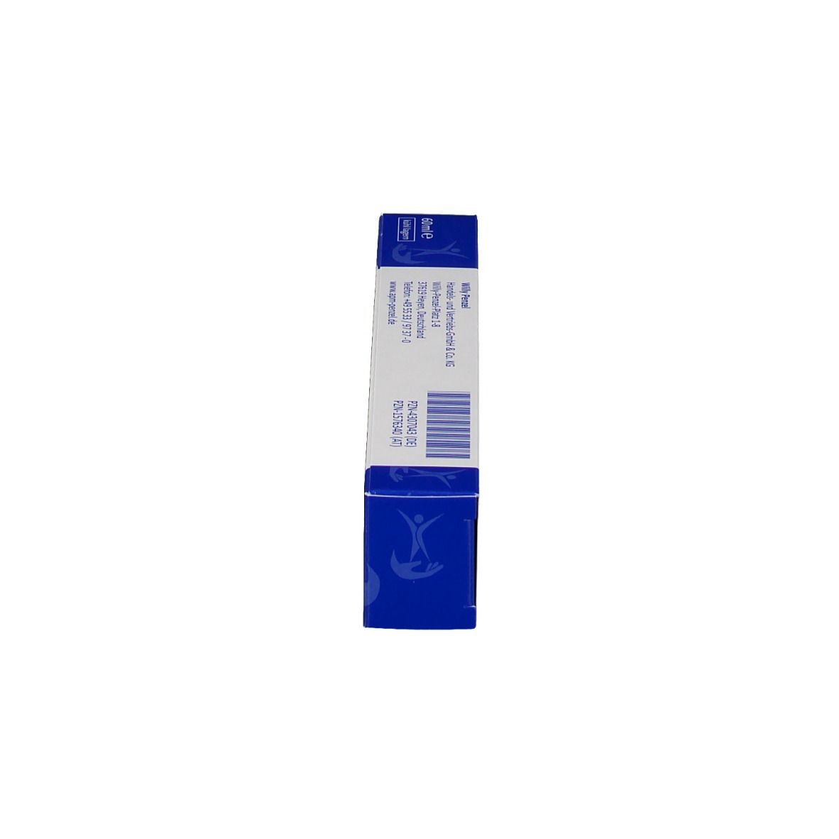 Blaue Produktverpackung. Barcode und Herstellerinformationen. Aufschrift APM-Creme.