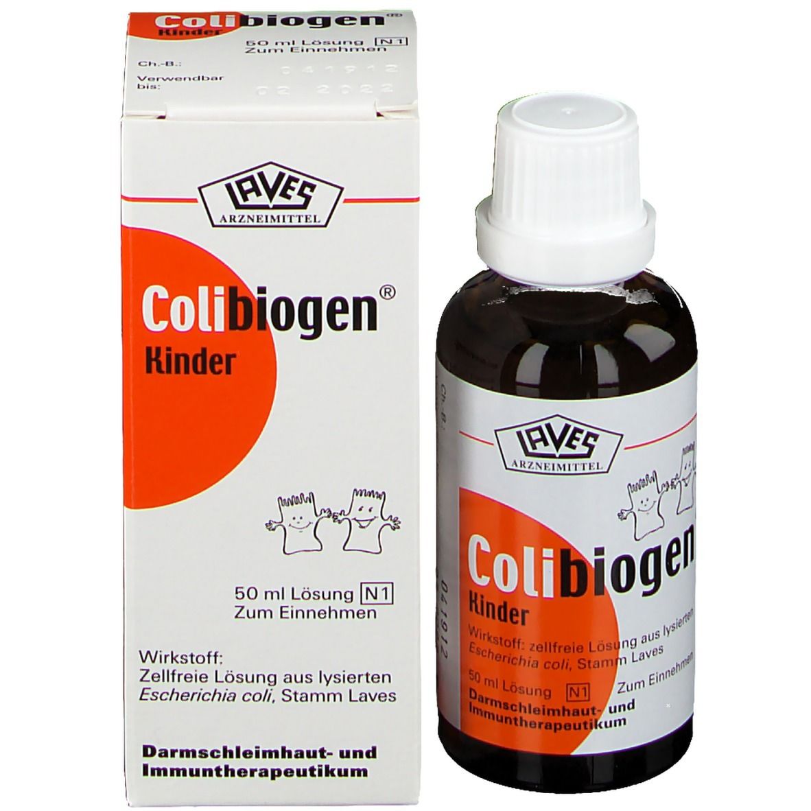 Colibiogen Kinder Flasche und Schachtel. AVES Arzneimittel. 50 ml Lösung. Zum Einnehmen.