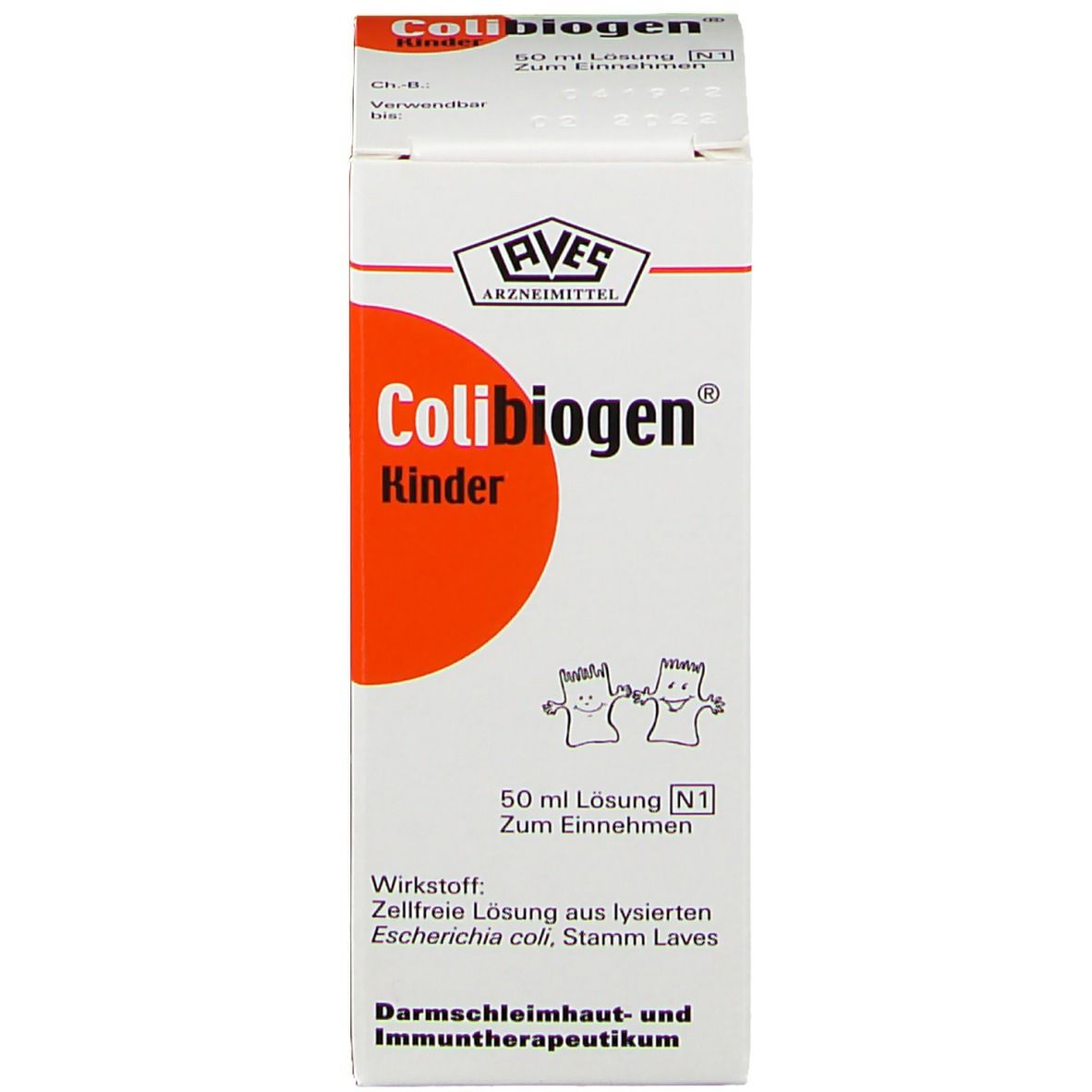 Schachtel mit Colibiogen Kinder. AVES Arzneimittel. 50 ml Lösung. Zum Einnehmen.