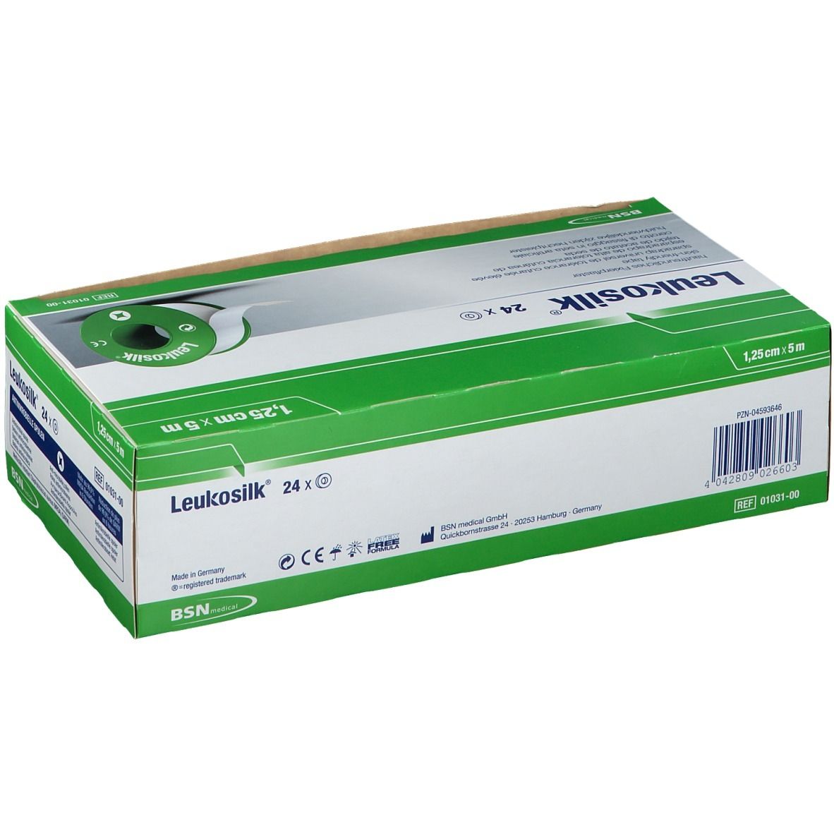 Leukosilk® Fixierpflaster, hypoallergen, 1,25cmx5m, 24 Rollen/VE