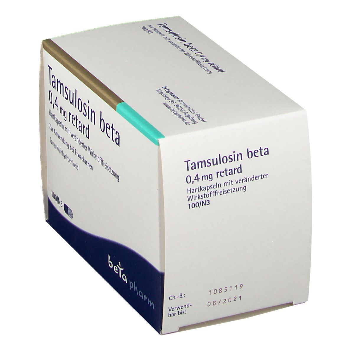 Tamsulosin beta 0,4 mg retard Hartk.verä.Wfrs. 100 St Hartkapseln mit veränderter Wirkstofffreisetzung