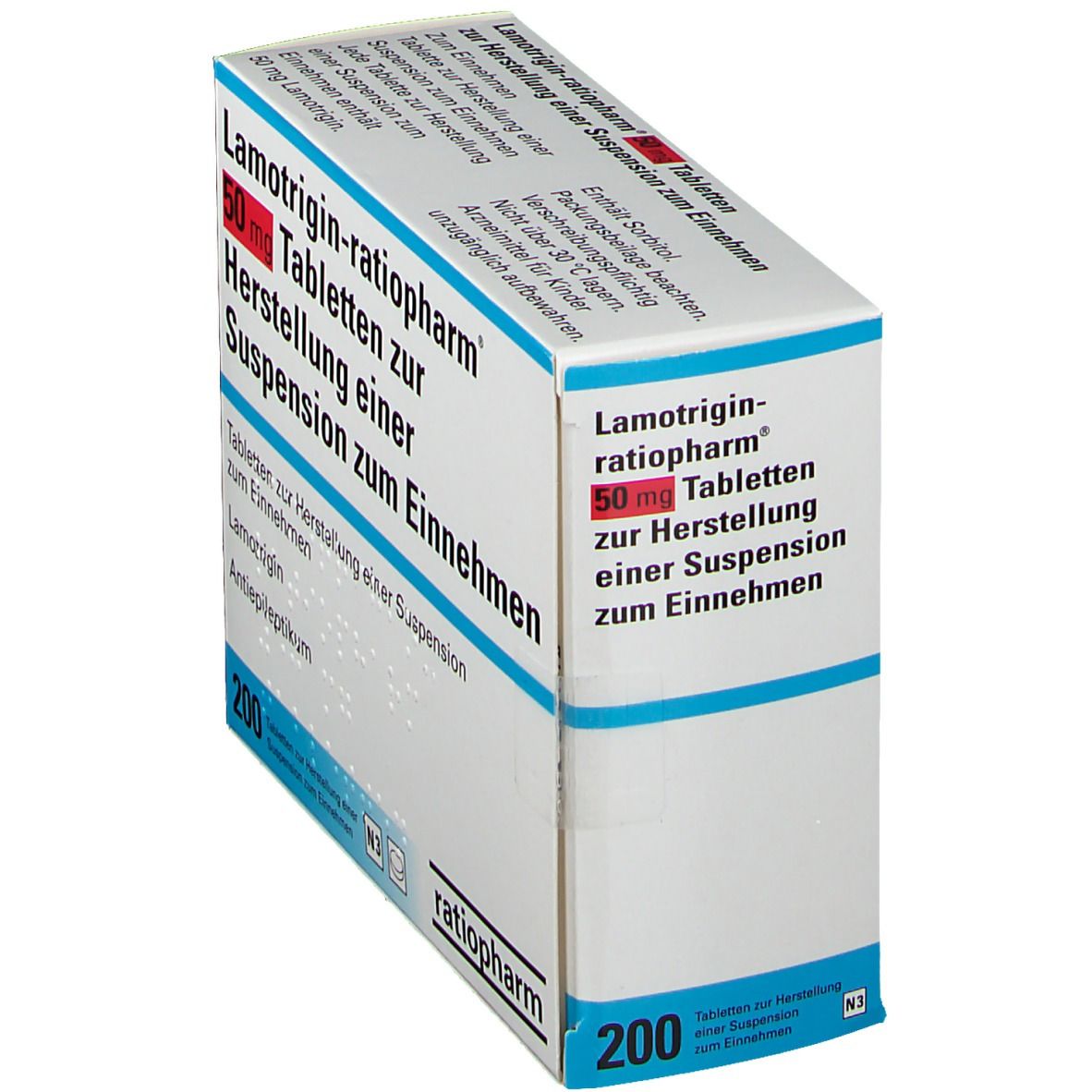 LAMOTRIGIN-ratiopharm 100 mg Tbl.z.H.e.Sus.z.Einn. 200 St Tabletten