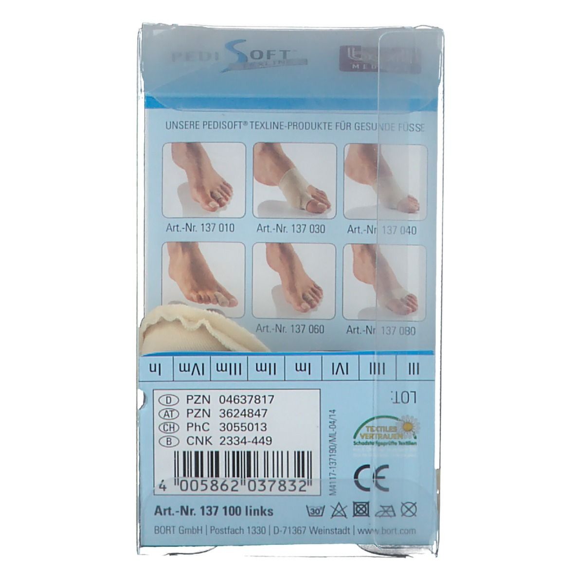 BORT PediSoft® TexLine Zehen-Pad links