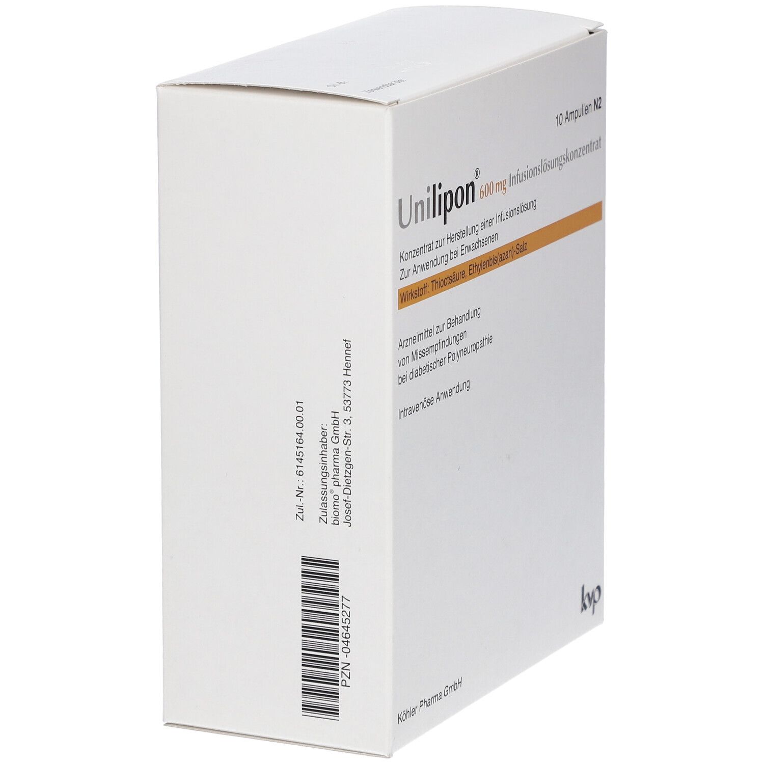 glutathion infusion pzn Unilipon® 600 mg Infusionslösungskonzentrat 1x20 St AUS_WH