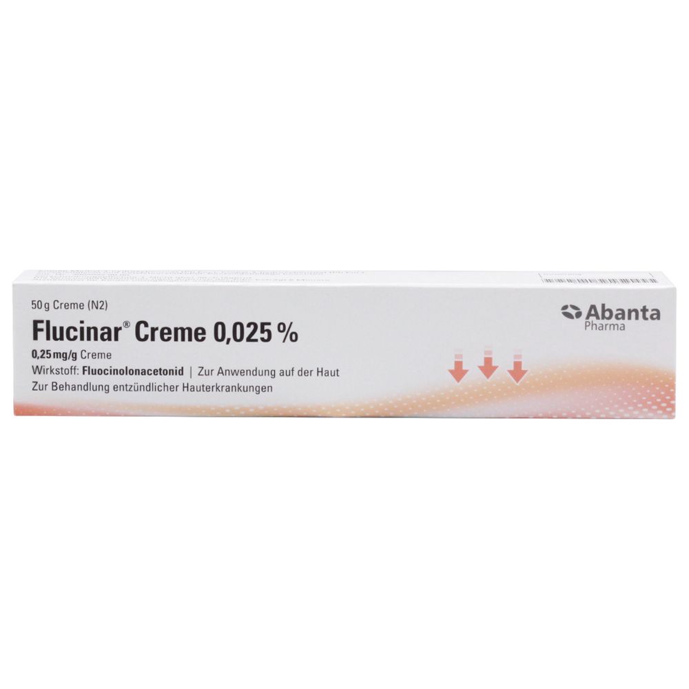 Flucinar Creme 0,025% Tube mit 50g Inhalt. Abanta Pharma.