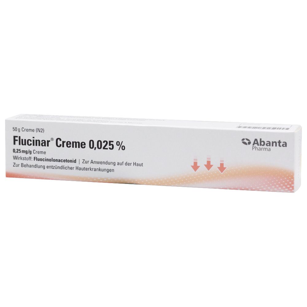 Flucinar Creme 0,025% Tube mit 50g Inhalt. Abanta Pharma.