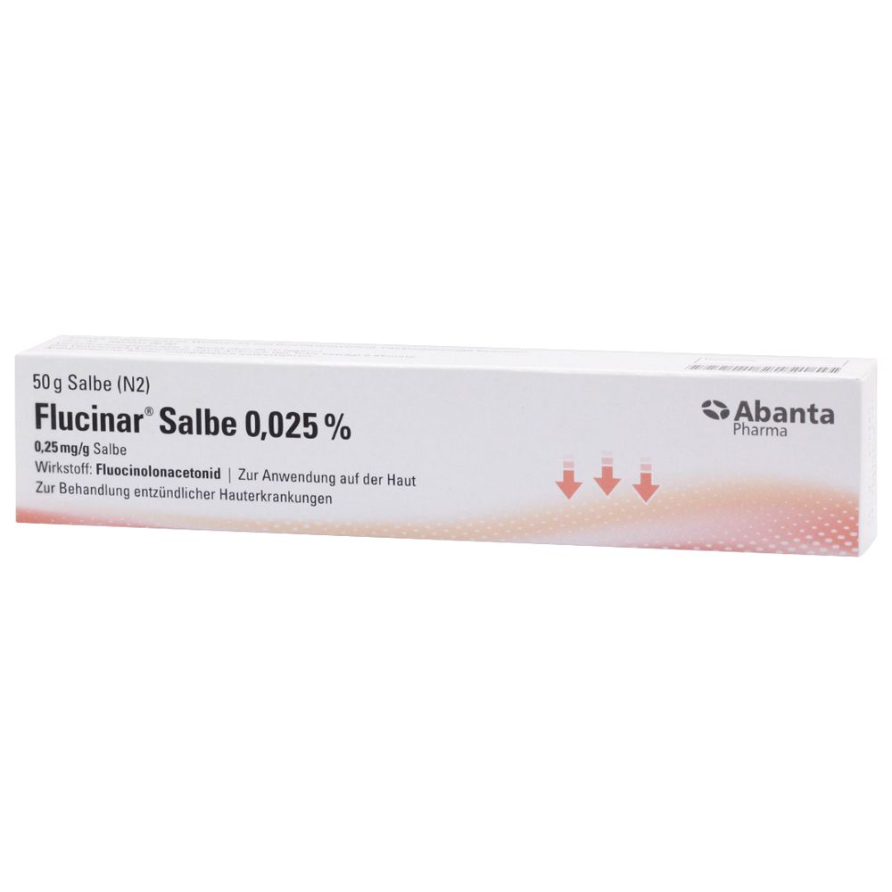 Flucinar Salbe 0,025% Tube mit 50g Salbe. Abanta Pharma.