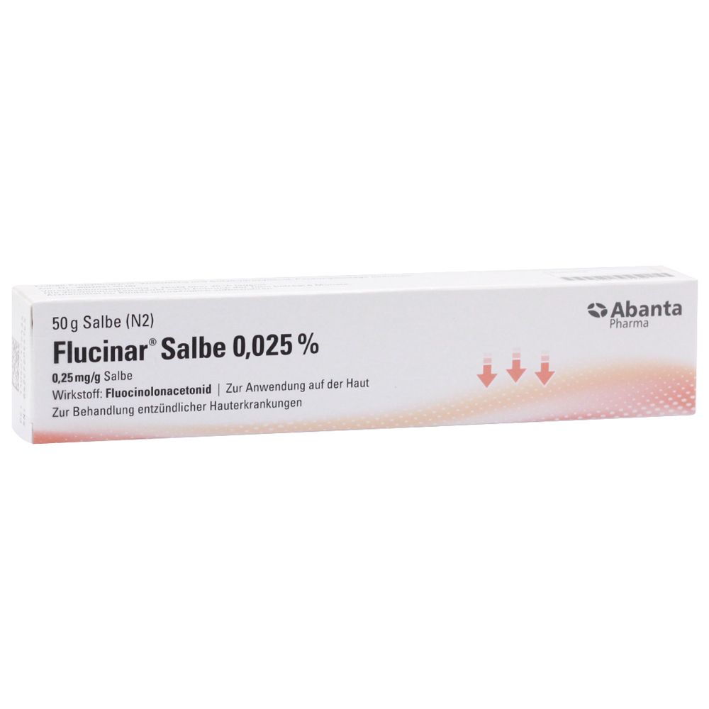 Flucinar Salbe 0,025% Tube mit 50g Salbe. Abanta Pharma.
