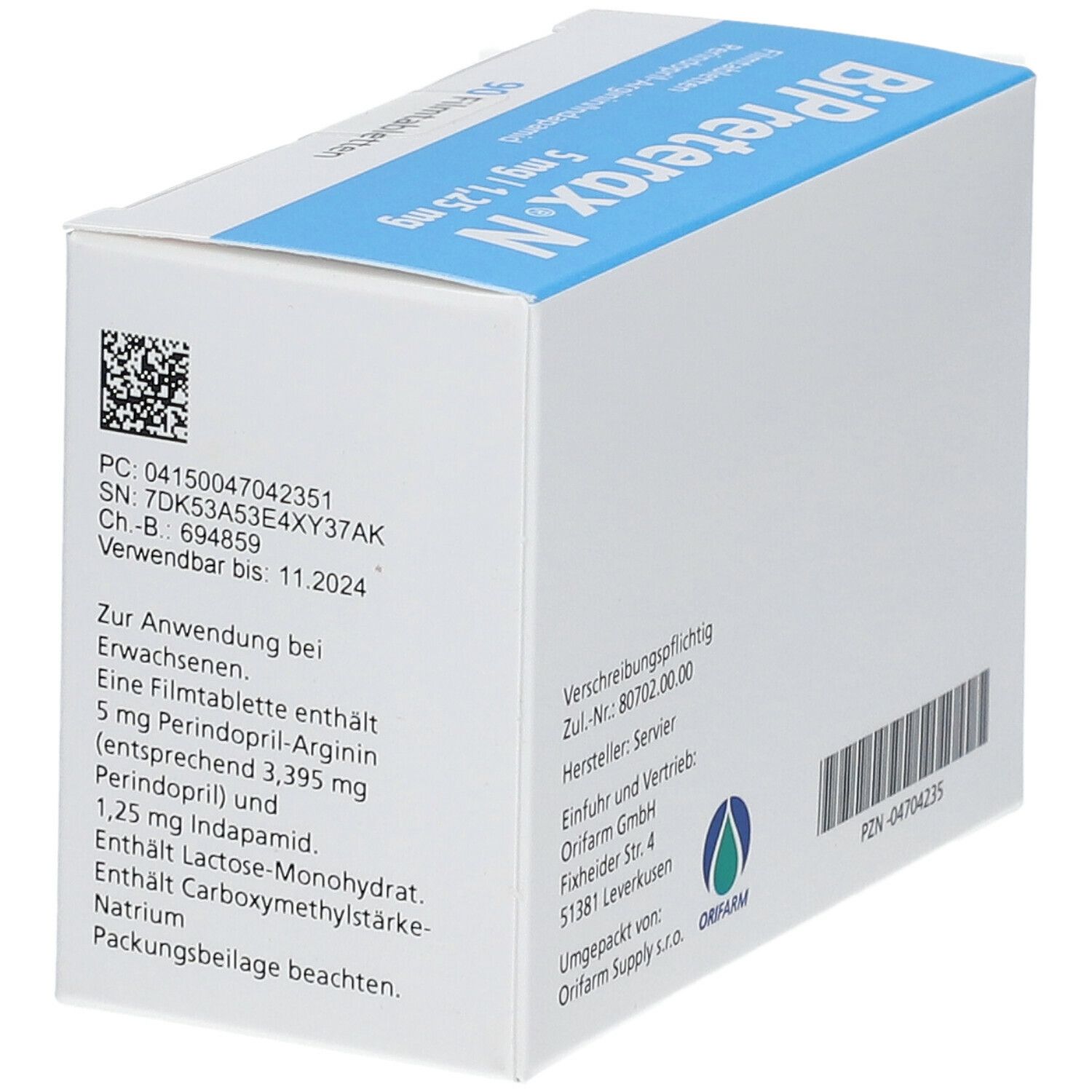 BIPRETERAX N 5 mg/1.25 mg