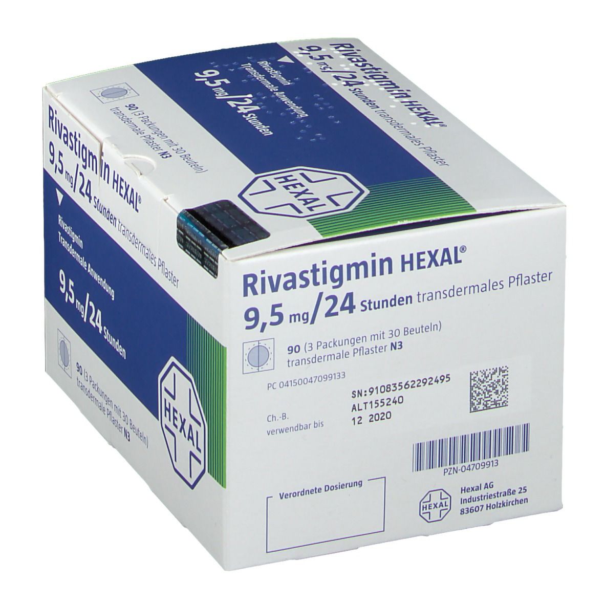 Rivastigmin Zentiva 9,5 mg/24 Std.transd.Pflaster 60 St Pflaster transdermal