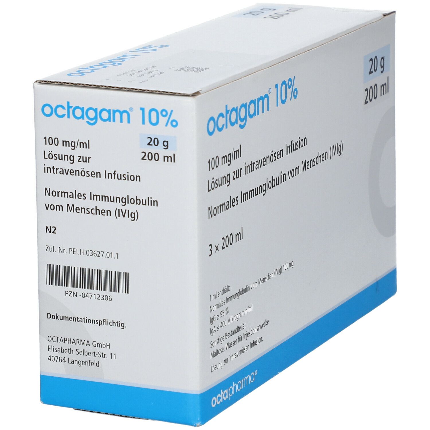 Octagam 10% 3x20 g IgG Lösung z.intravenös.Infus. 3x200 ml Infusionslösung