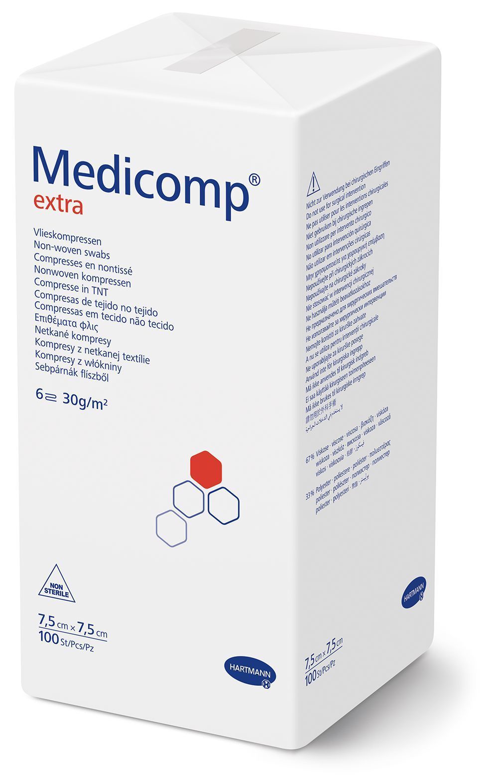 Medicomp® extra Kompressen unsteril 6-fach 7,5 x 7,5 cm