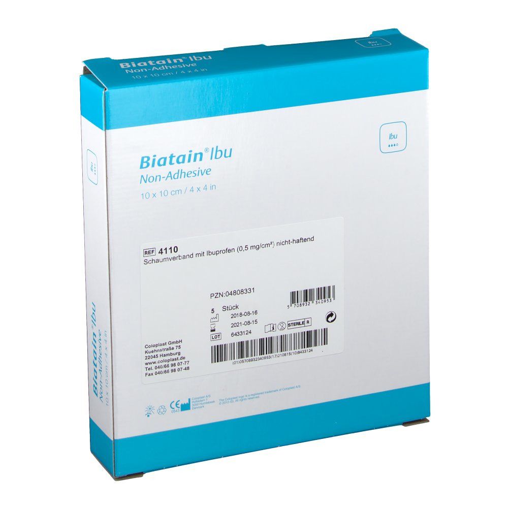 BIATAIN® Ibu Schaumverband mit Ibuprofen nicht-haftend 10x10cm