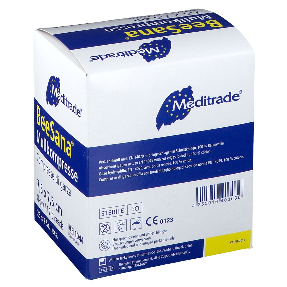 BeeSana® Mullkompresse 8fach 7,5 x 7,5 cm steril