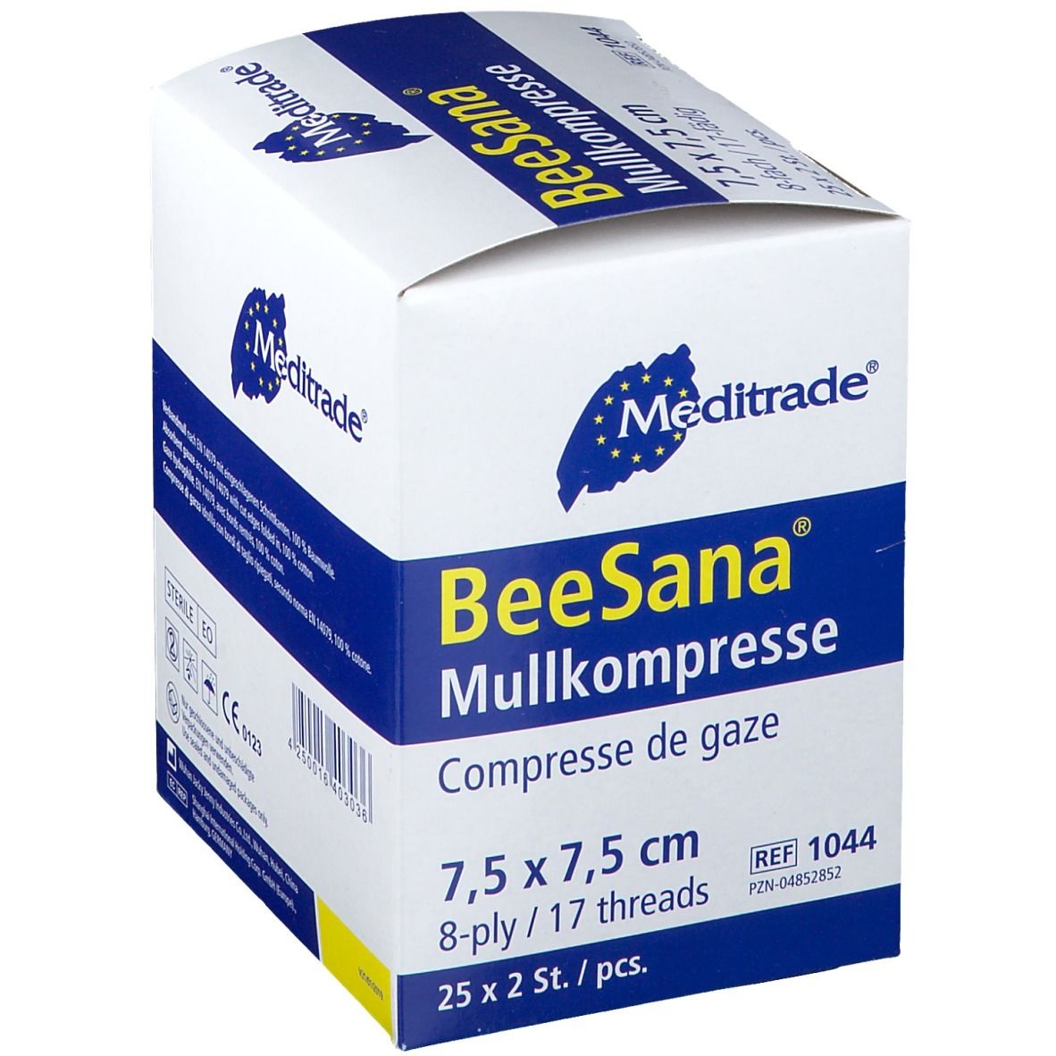 BeeSana® Mullkompresse 8fach 7,5 x 7,5 cm steril