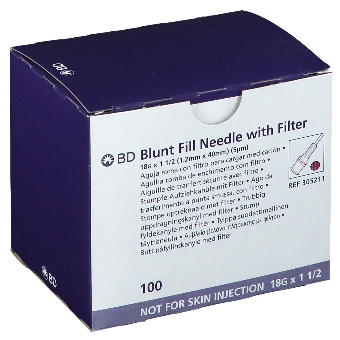BD Aufziehkanüle mit 5μ Filter 18 G flieder
