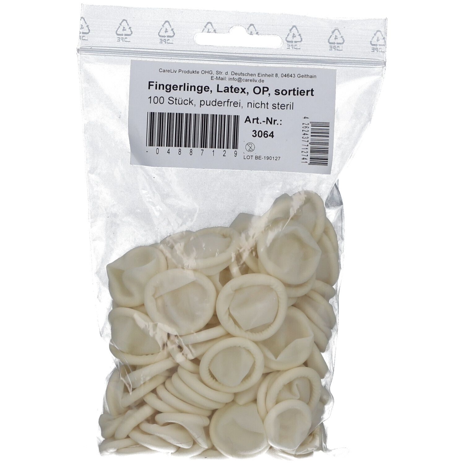 OP-Fingerling aus Latex Gr. 2-5 sortiert