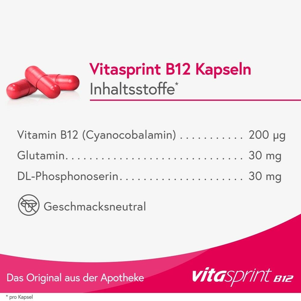 Vitasprint B12 Kapseln, 100 St. mit Vitamin B12 für mehr Energie