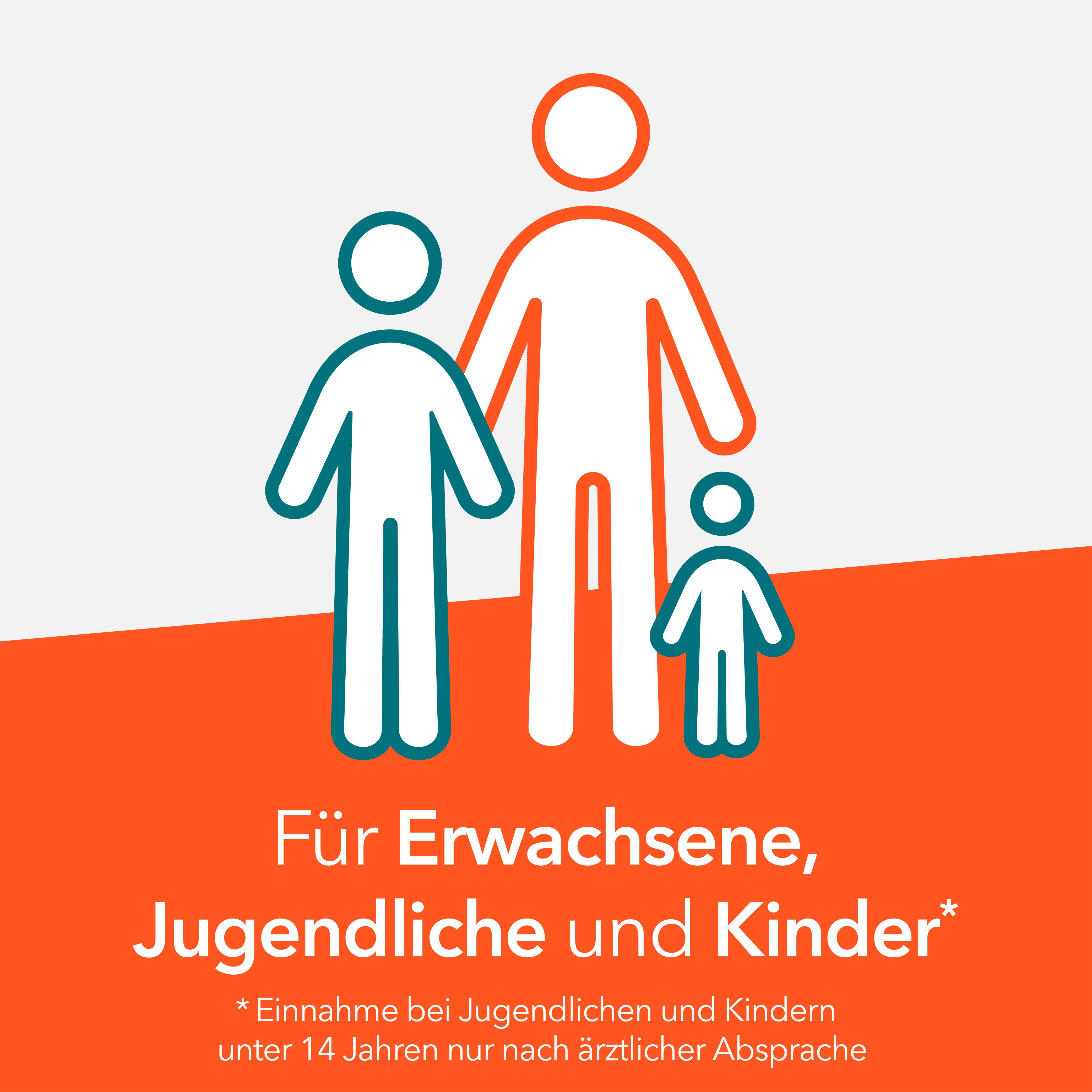 Strichzeichnungen von Erwachsenen und Kindern. Text: Für Erwachsene, Jugendliche und Kinder.