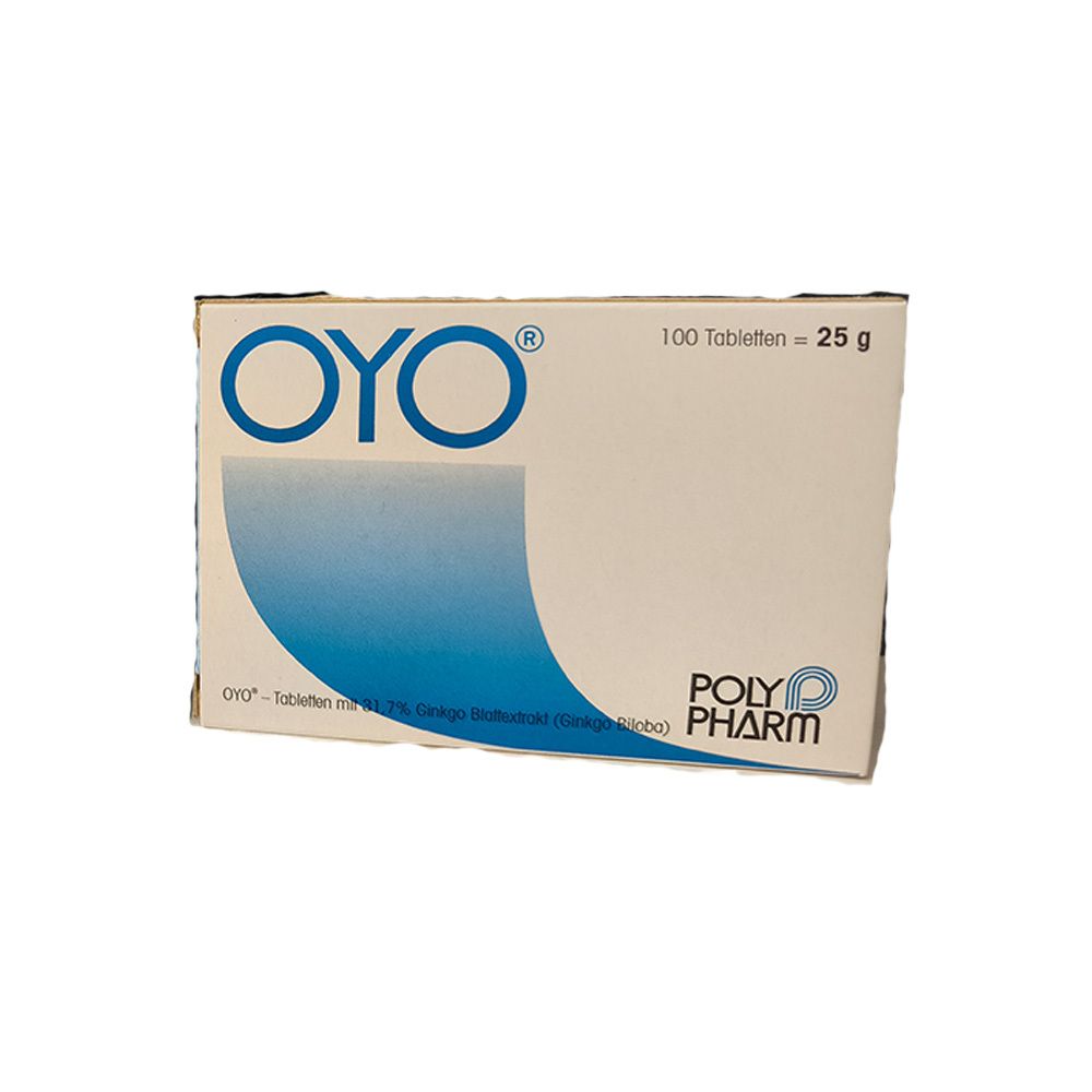 OYO Tabletten Schachtel mit 100 Tabletten, 25g. Polypharm Marke.