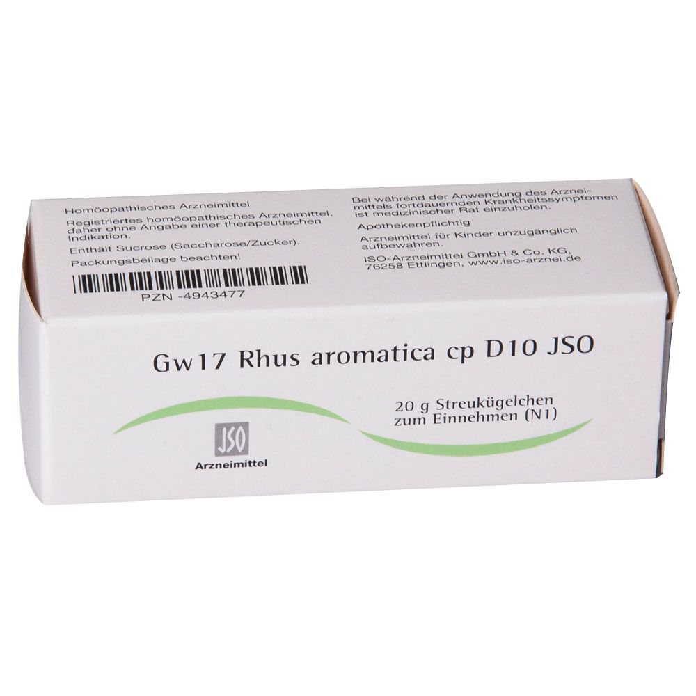 Gw17 Rhus aromatica cp D10 JSO Globuli