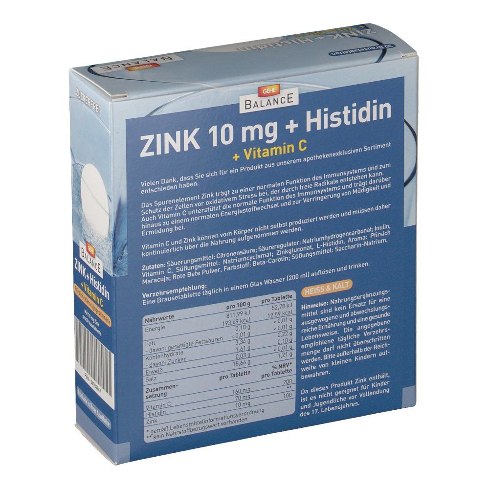GEHE Balance Zink + Histidin + Vitamin C Pfirsich-Maracujageschmack