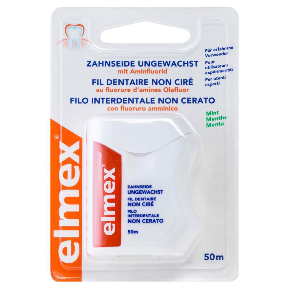 Zahnseide ungewachst mit Aminfluorid 50 m Zahnseide