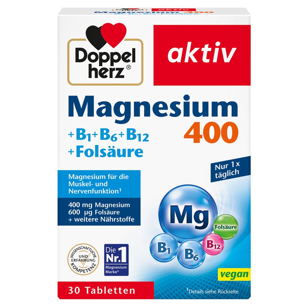 aktiv Magnesium 400 + B1 + B6 + B12 + Folsäure Tabletten 30 St Tabletten