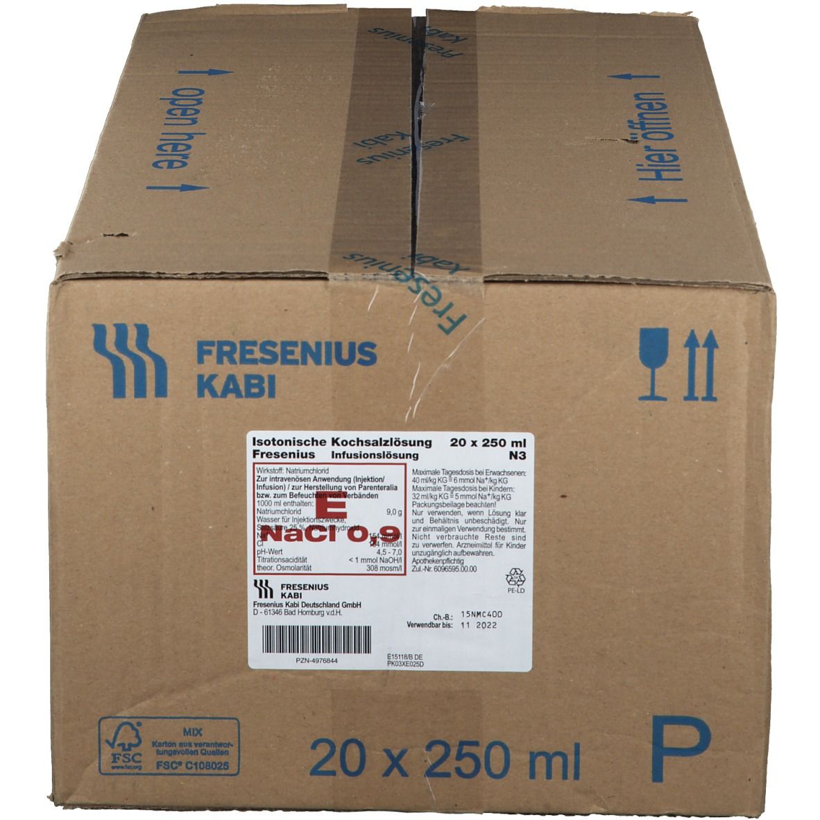 Isotonische Kochsalzlösung 0,9 % 20X250 ml Infusionslösung