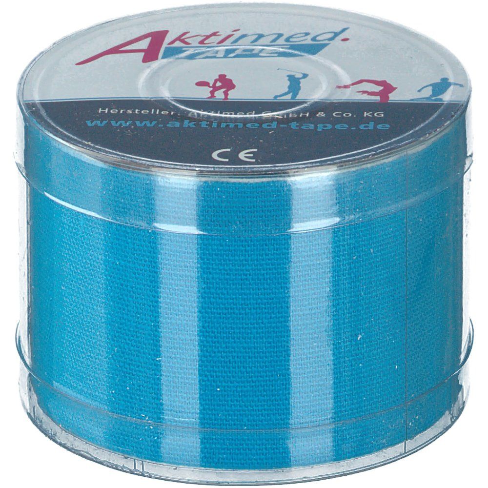 Blaues Aktimed® TAPE Classic in runder Verpackung. Aufdruck: Aktimed TAPE, CE-Zeichen.