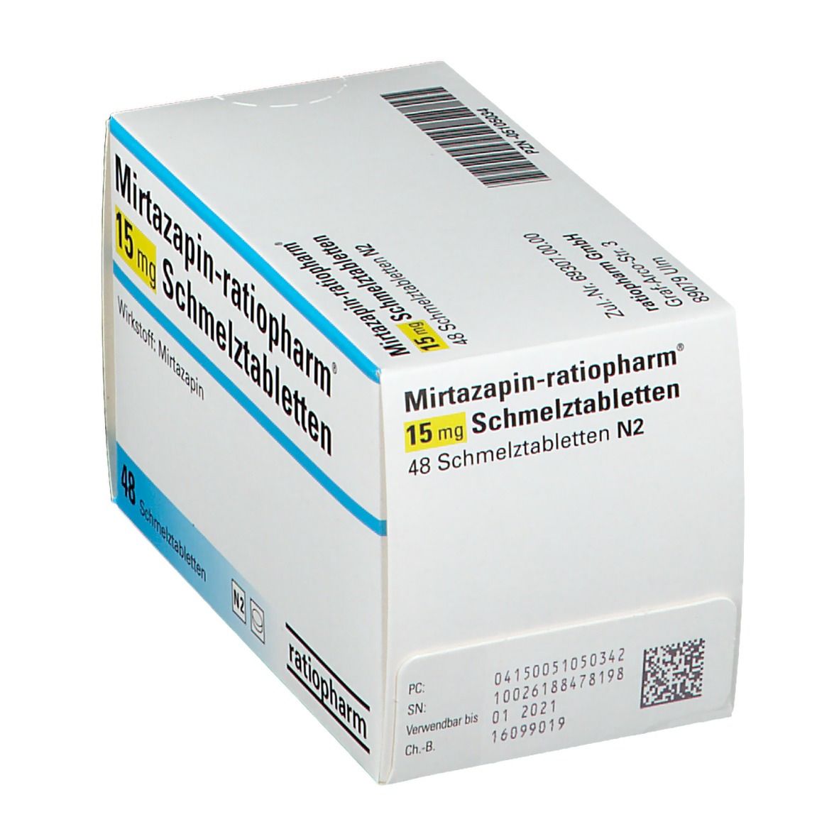 MIRTAZAPIN-ratiopharm 15 mg Schmelztabletten 48 St