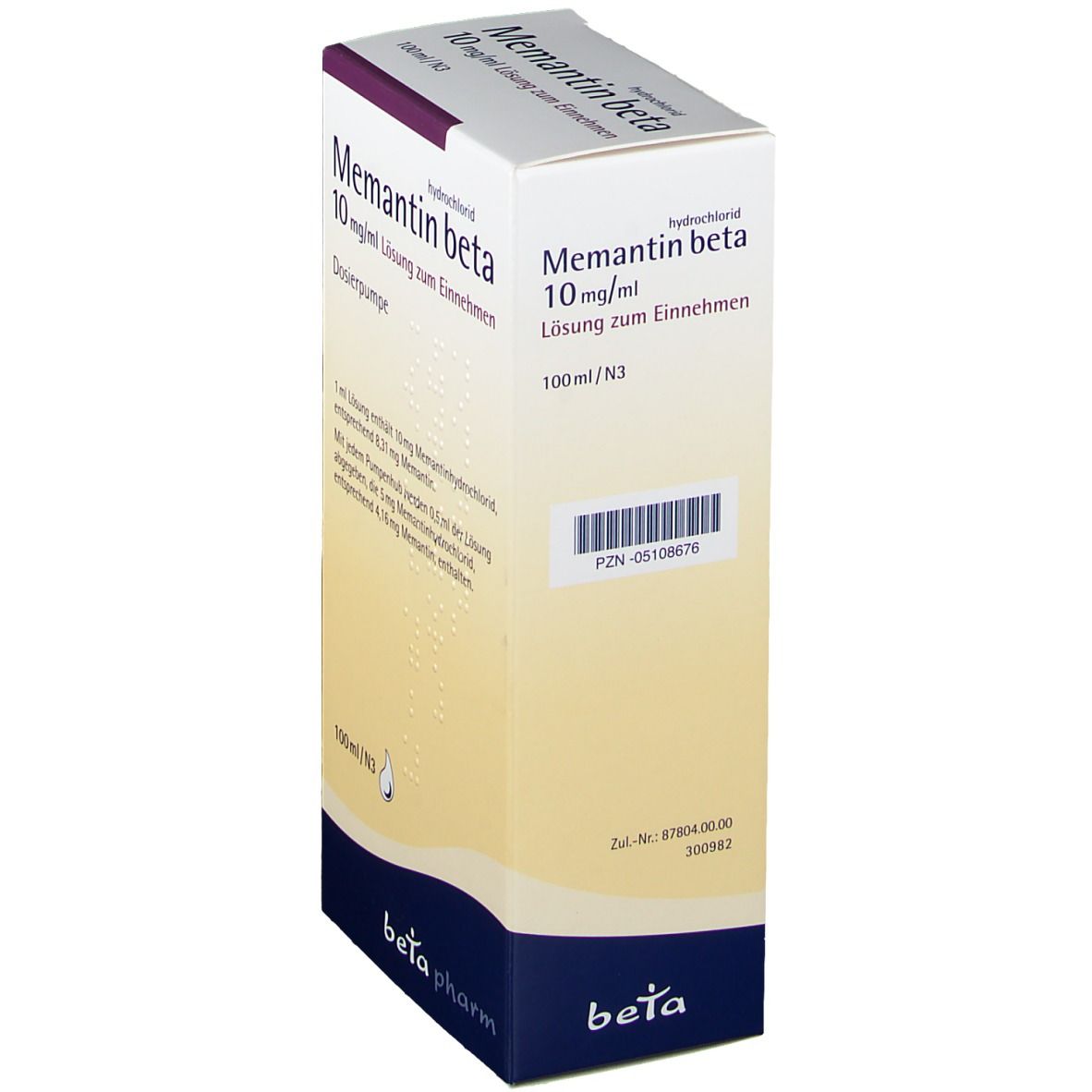 Memantinhydrochlorid beta 10 mg/ml Lsg.z.Einnehmen 100 ml Lösung zum Einnehmen