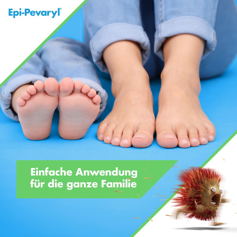 Füße von Erwachsenen und Kindern. Epi-Pevaryl Creme: Einfache Anwendung für die ganze Familie.