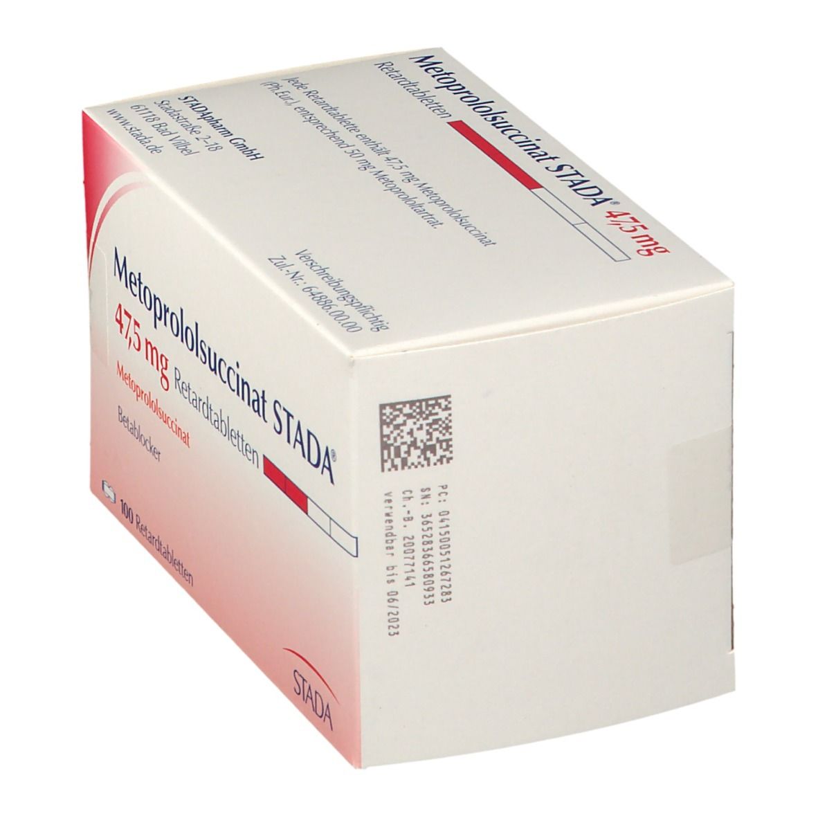 Metoprololsuccinat Stada 47,5 mg Retardtabletten 100 St Retard-Tabletten