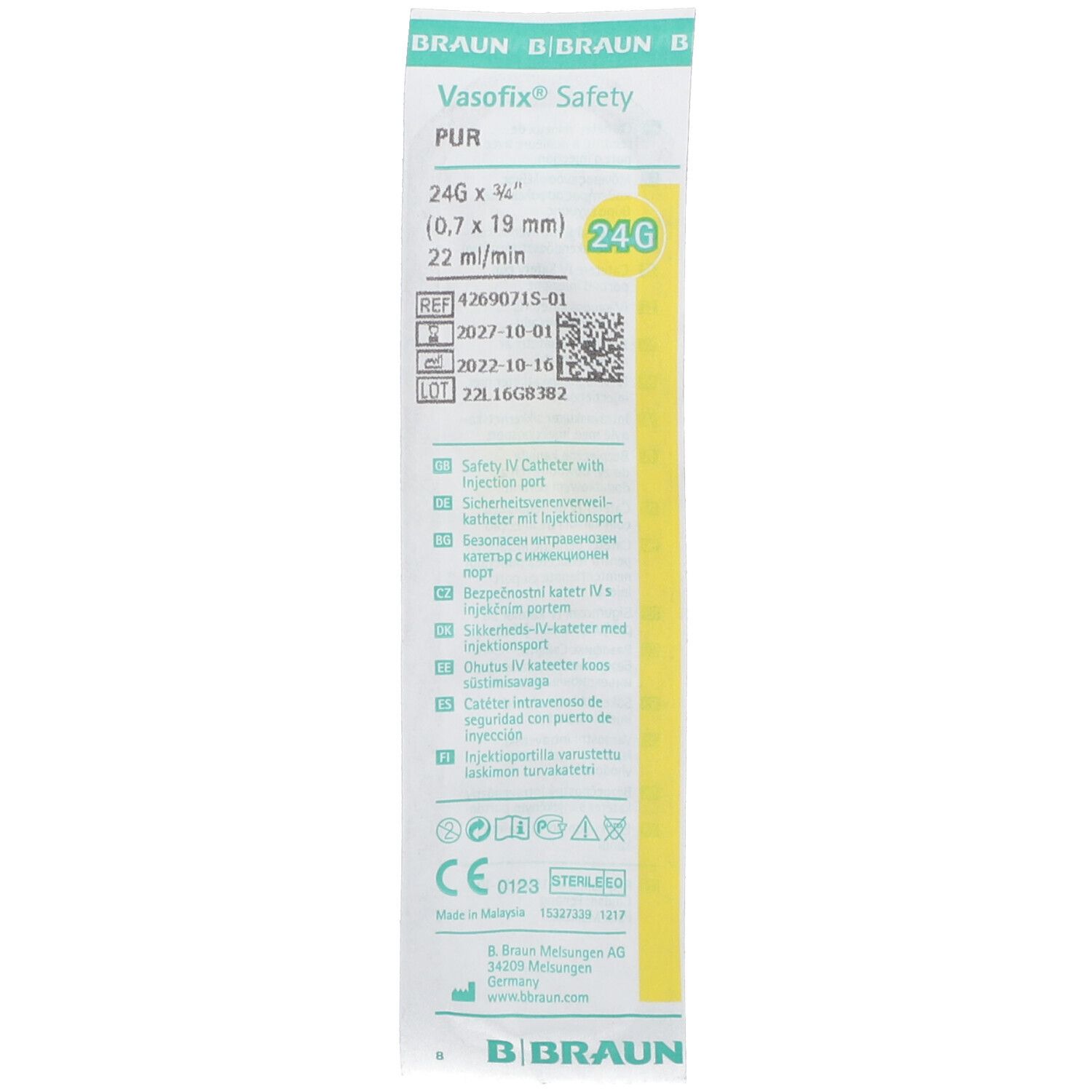 Vasofix® Safety 24 G 0,7 x 19 mm gelb PUR