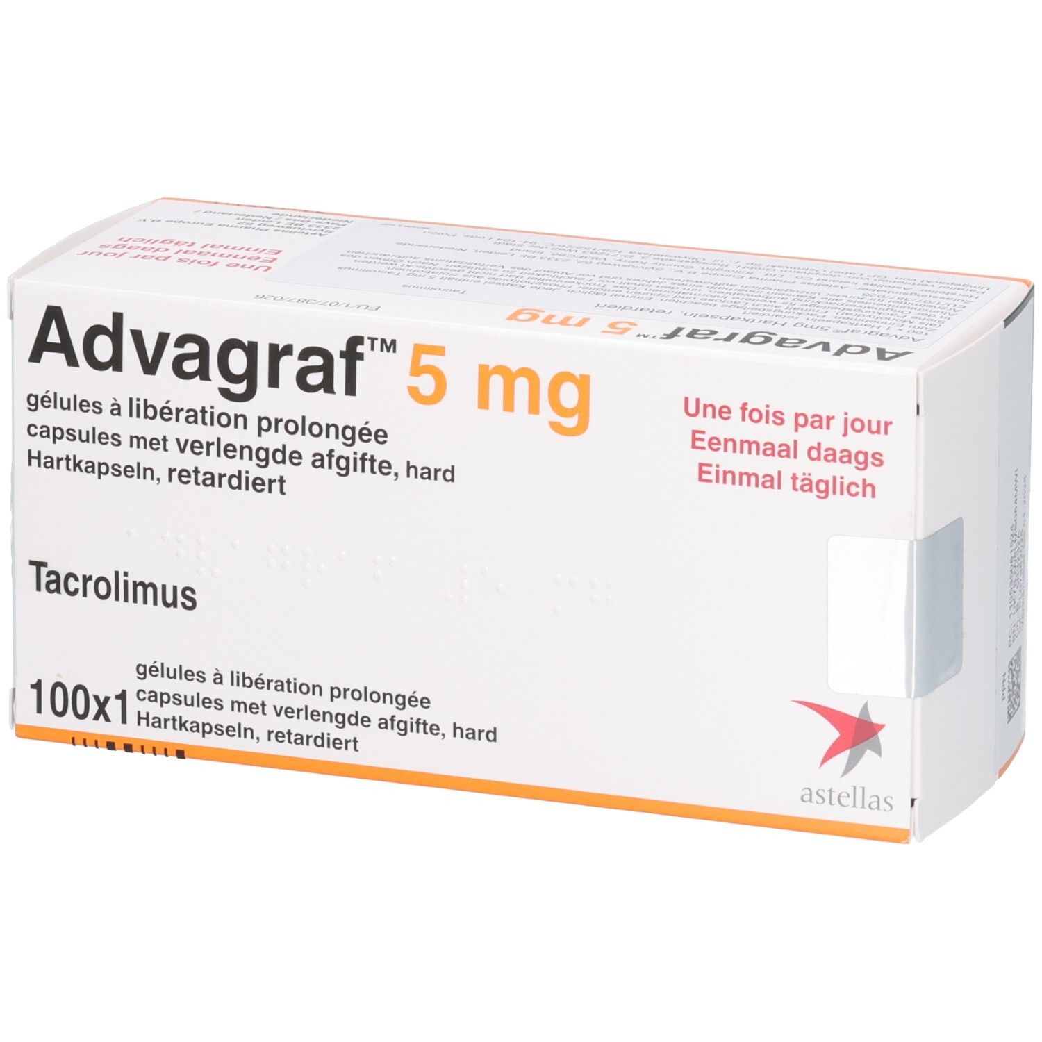 Advagraf 5 mg Hartkapseln retardiert, Tacrolimus, 100x1 Kapseln.