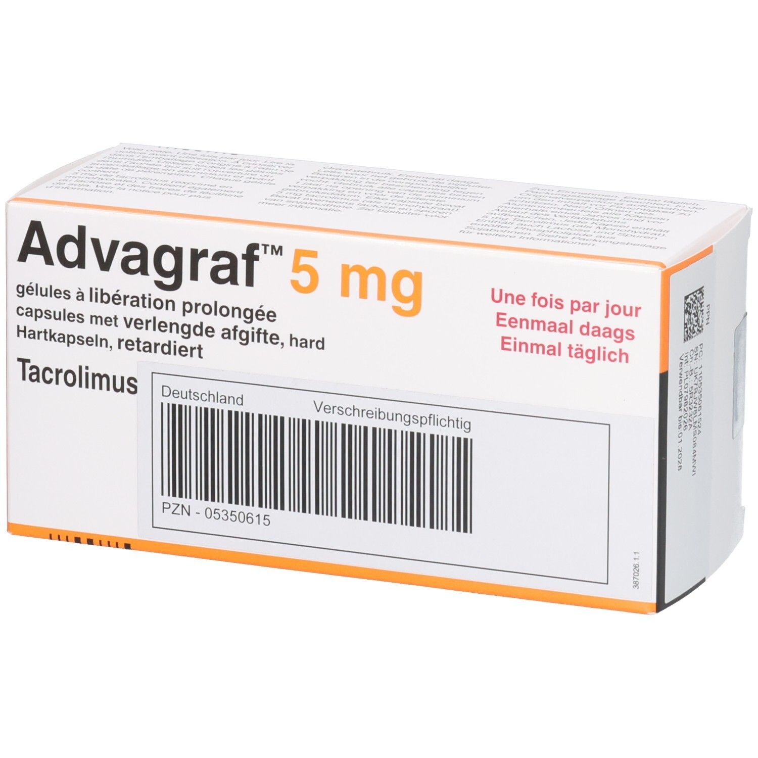 Advagraf 5 mg Hartkapseln retardiert, Tacrolimus, PZN 05350615.