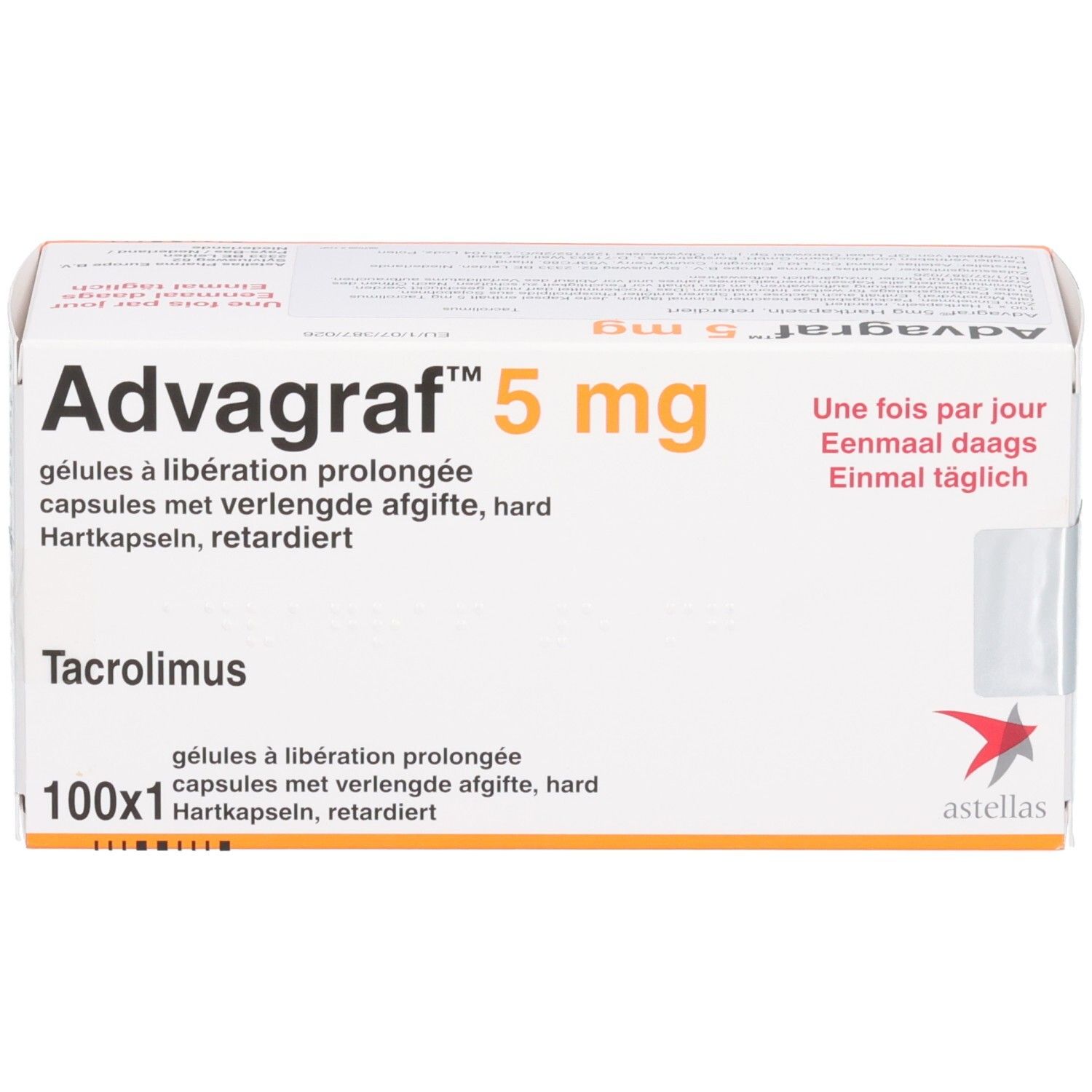 Advagraf 5 mg Hartkapseln retardiert, Tacrolimus, 100x1 Kapseln.