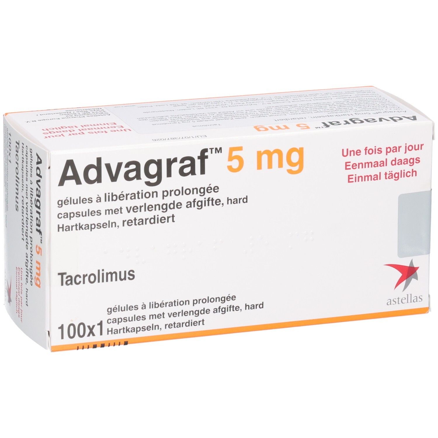 Advagraf 5 mg Hartkapseln retardiert, Tacrolimus, 100x1 Kapseln.