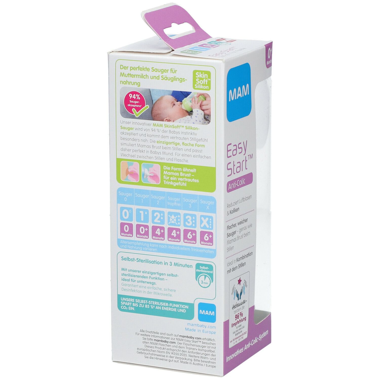 MAM Easy Start Anti-Colik Babyflasche 260ml mit MAM Silikonsauger 1, ab 0 Monate