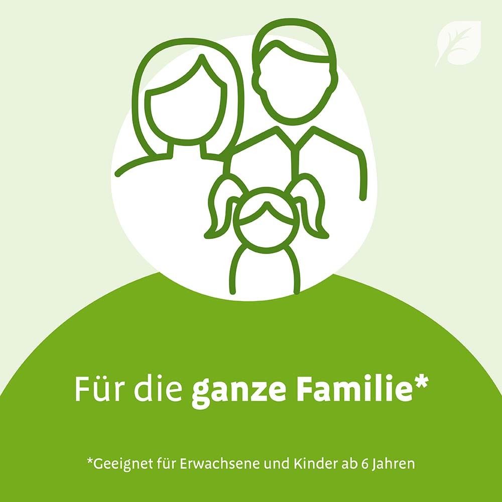 Grafik: Familie. Text: Für die ganze Familie. Grüner Hintergrund.
