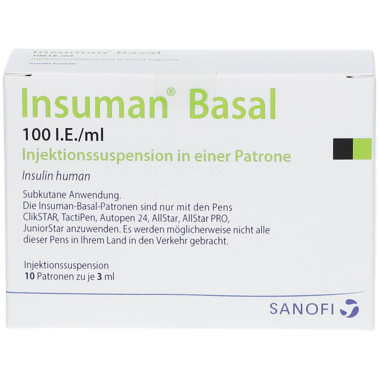 INSUMAN Basal 100 I.E./ml Patrone Zylinder