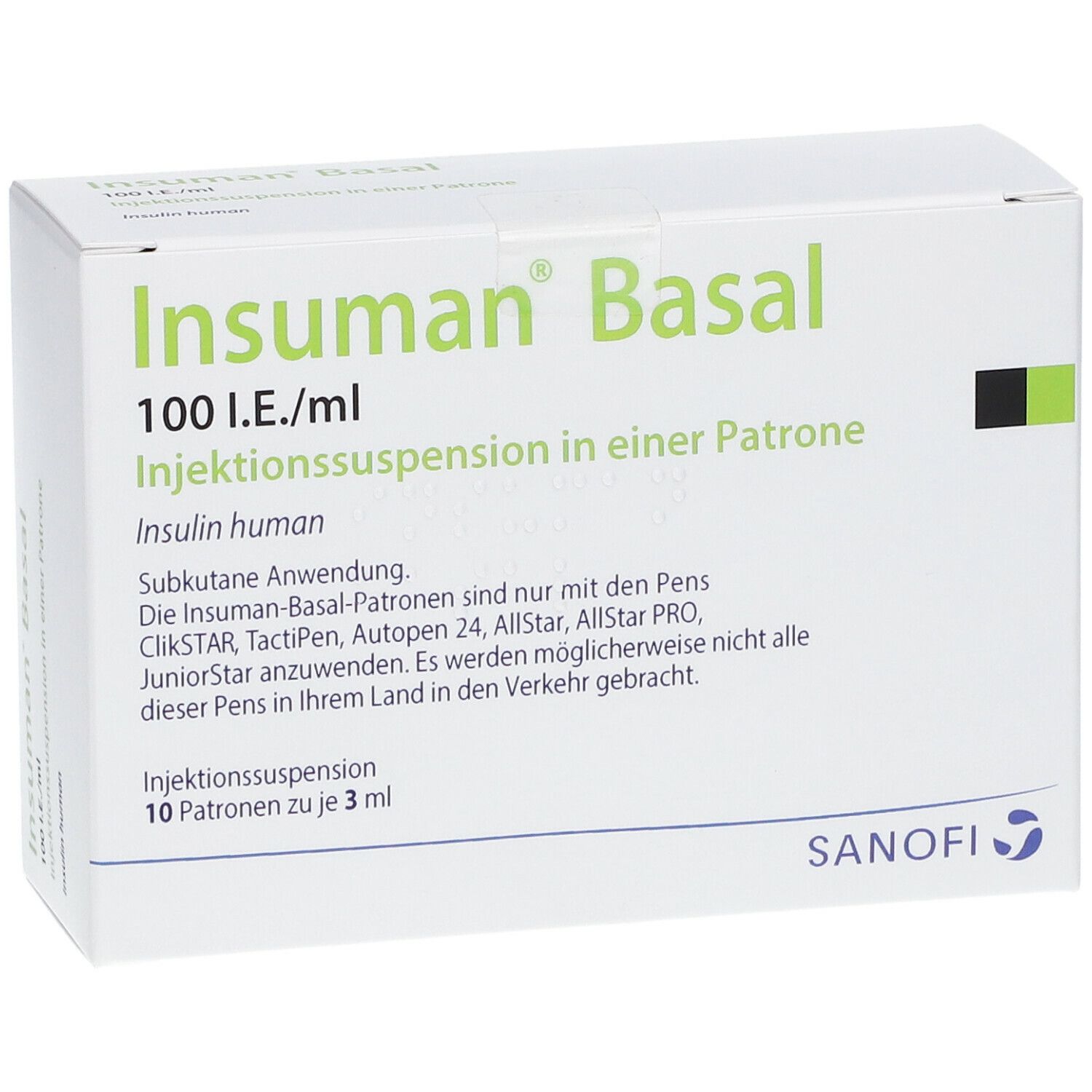 INSUMAN Basal 100 I.E./ml Patrone Zylinder