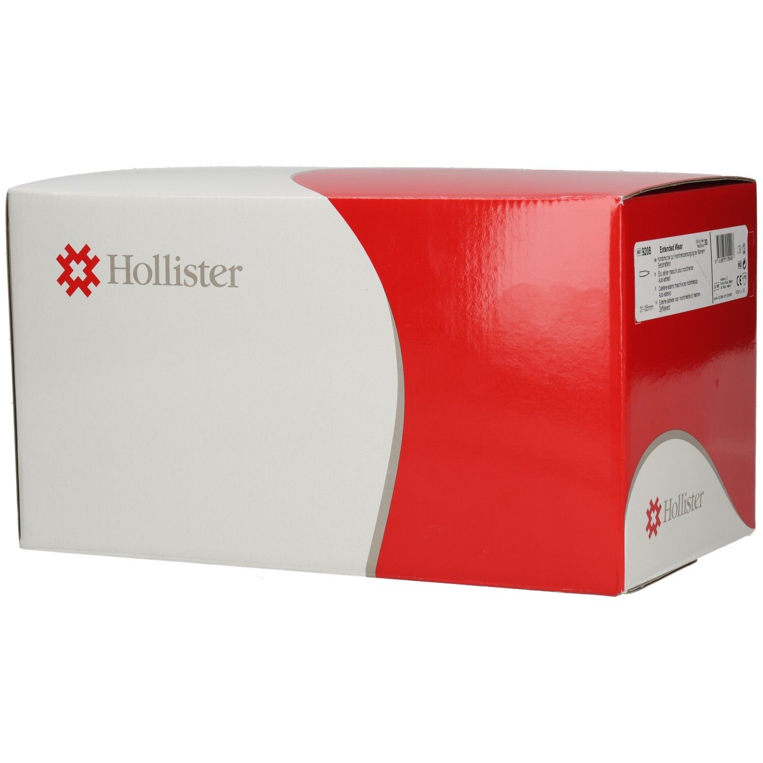 Hollister Karton mit rotem und weißem Design. Logo und Produktinformationen sichtbar.