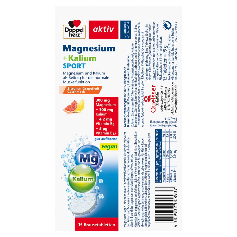 Doppelherz® aktiv Magnesium + Kalium Sport Brausetabletten