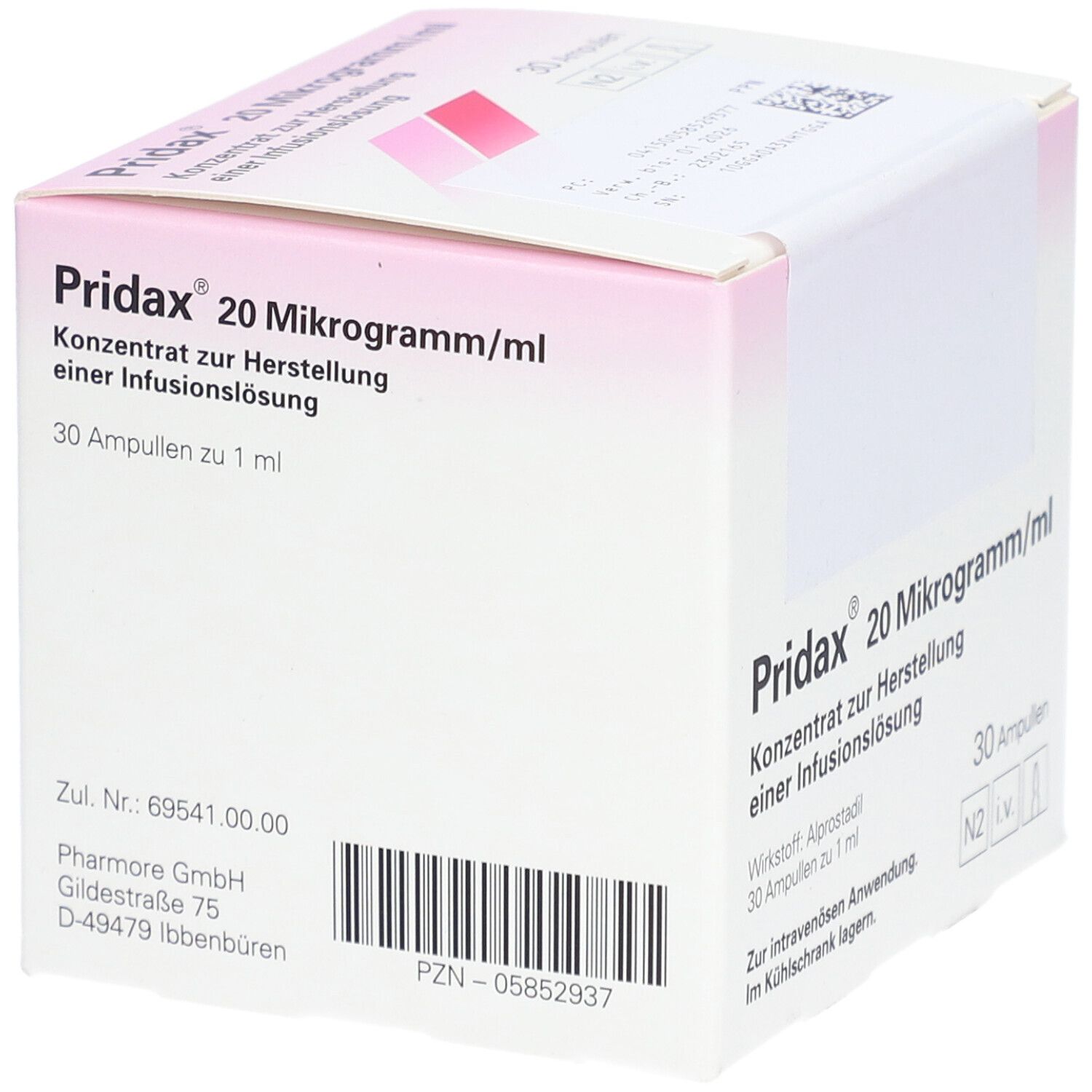 Pridax 20 µg/ml Konz.z.Herst.e.Infusionslsg. 30x1 ml Infusionslösungskonzentrat