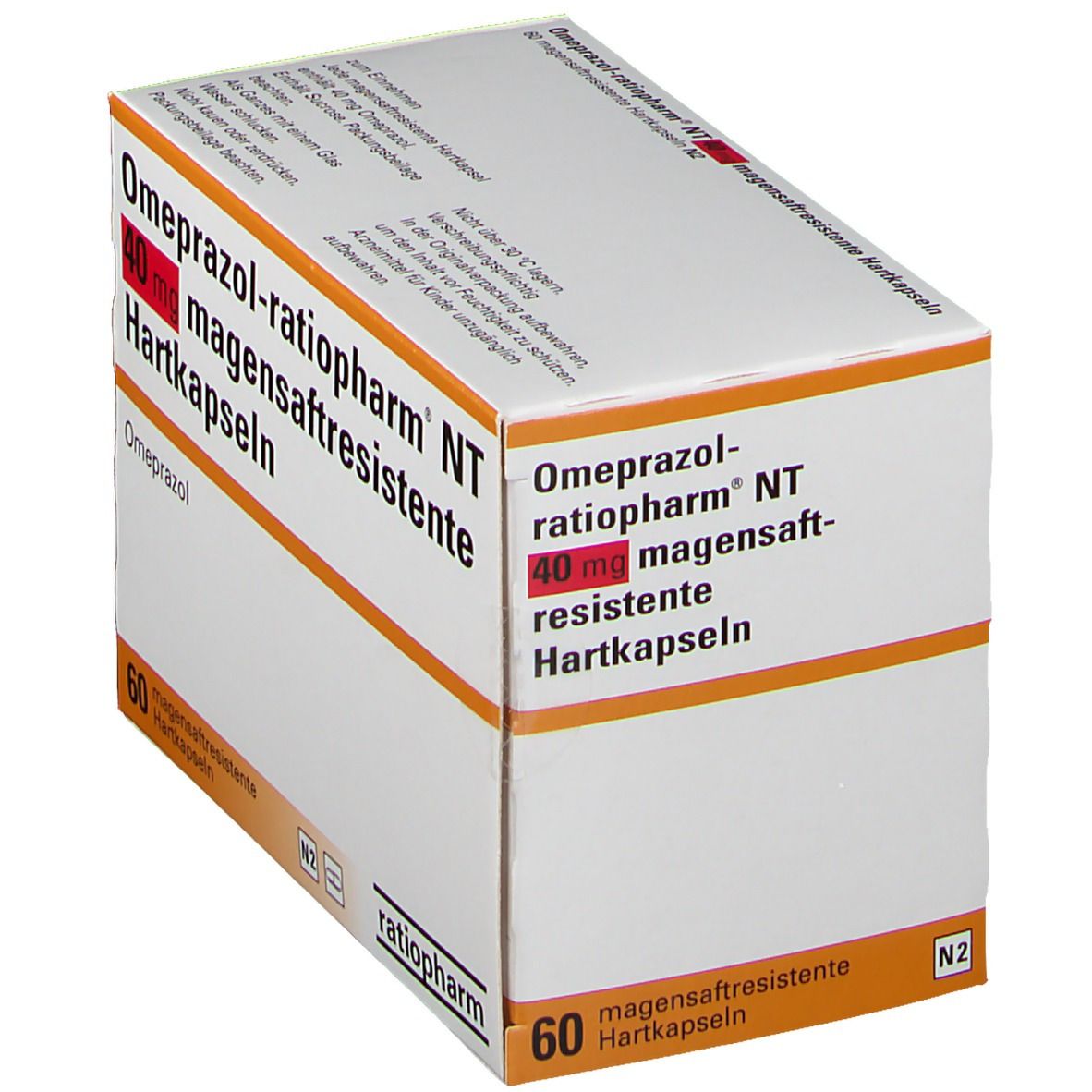 OMEPRAZOL-ratiopharm NT 40 mg magensaftr.Hartkaps. 60 St Kapseln magensaftresistent