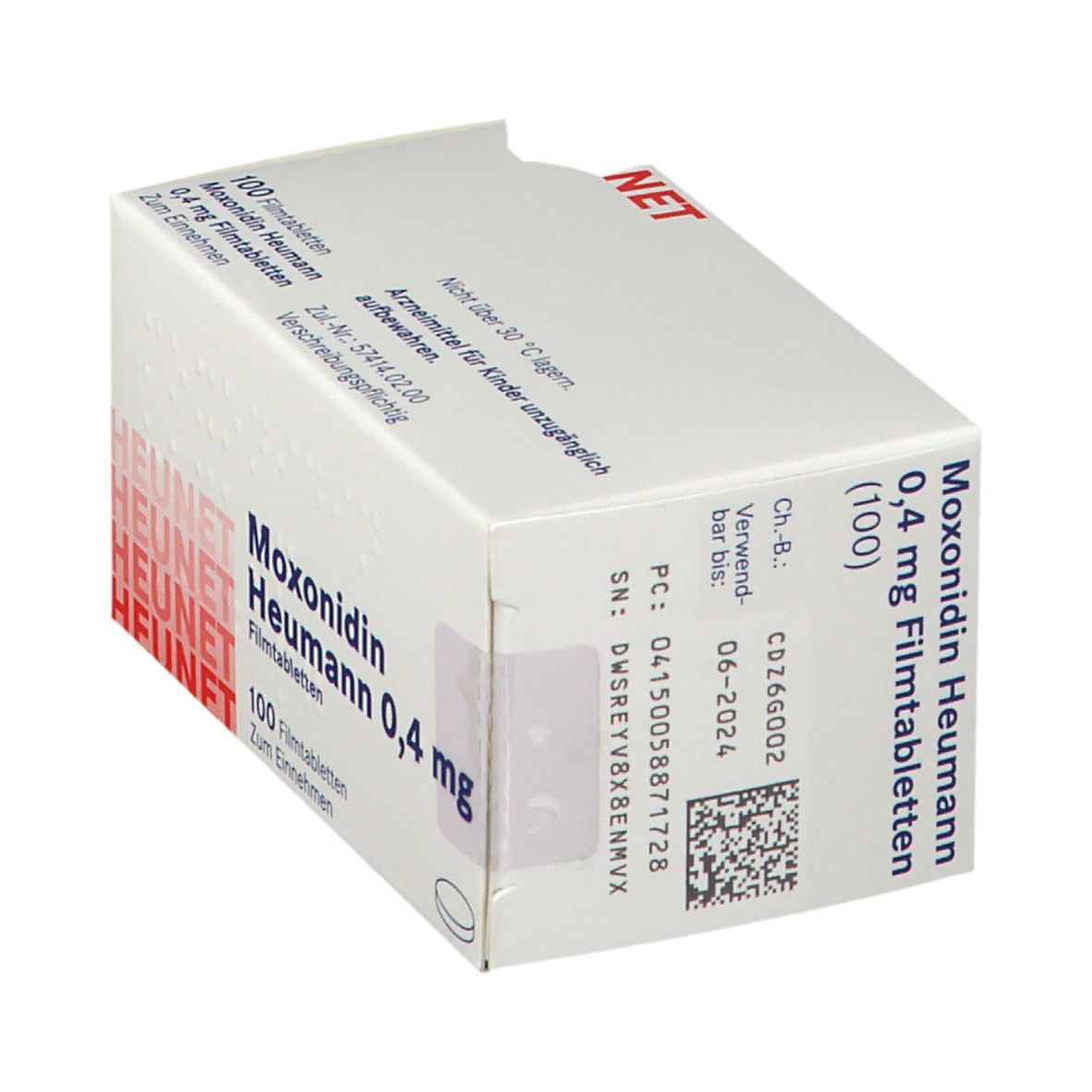 Moxonidin Heumann 0,4 mg Filmtabl.Heunet 100 St Filmtabletten