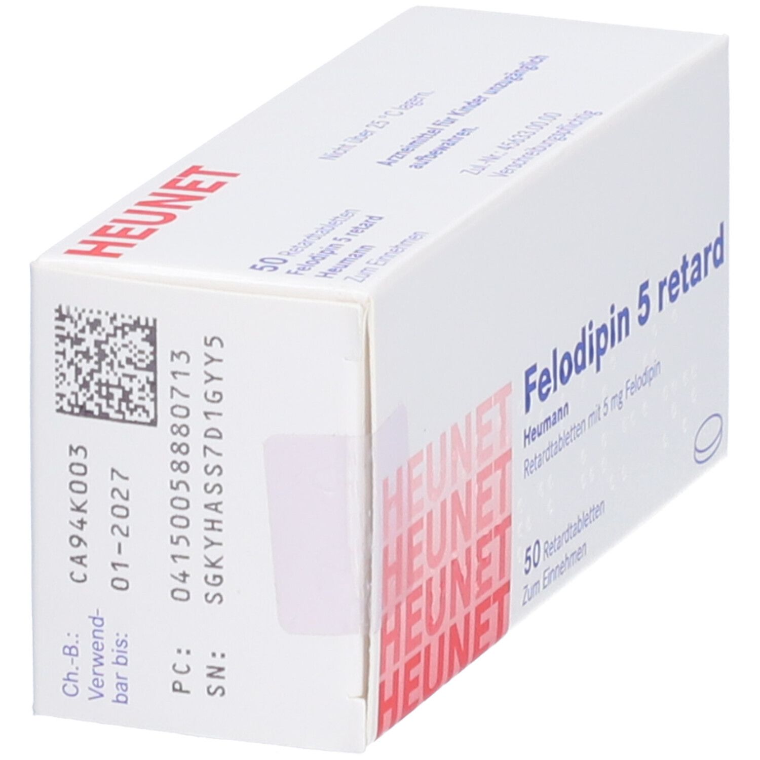 Felodipin 5 mg retard Heumann Tabl.Heunet 50 St Retard-Tabletten