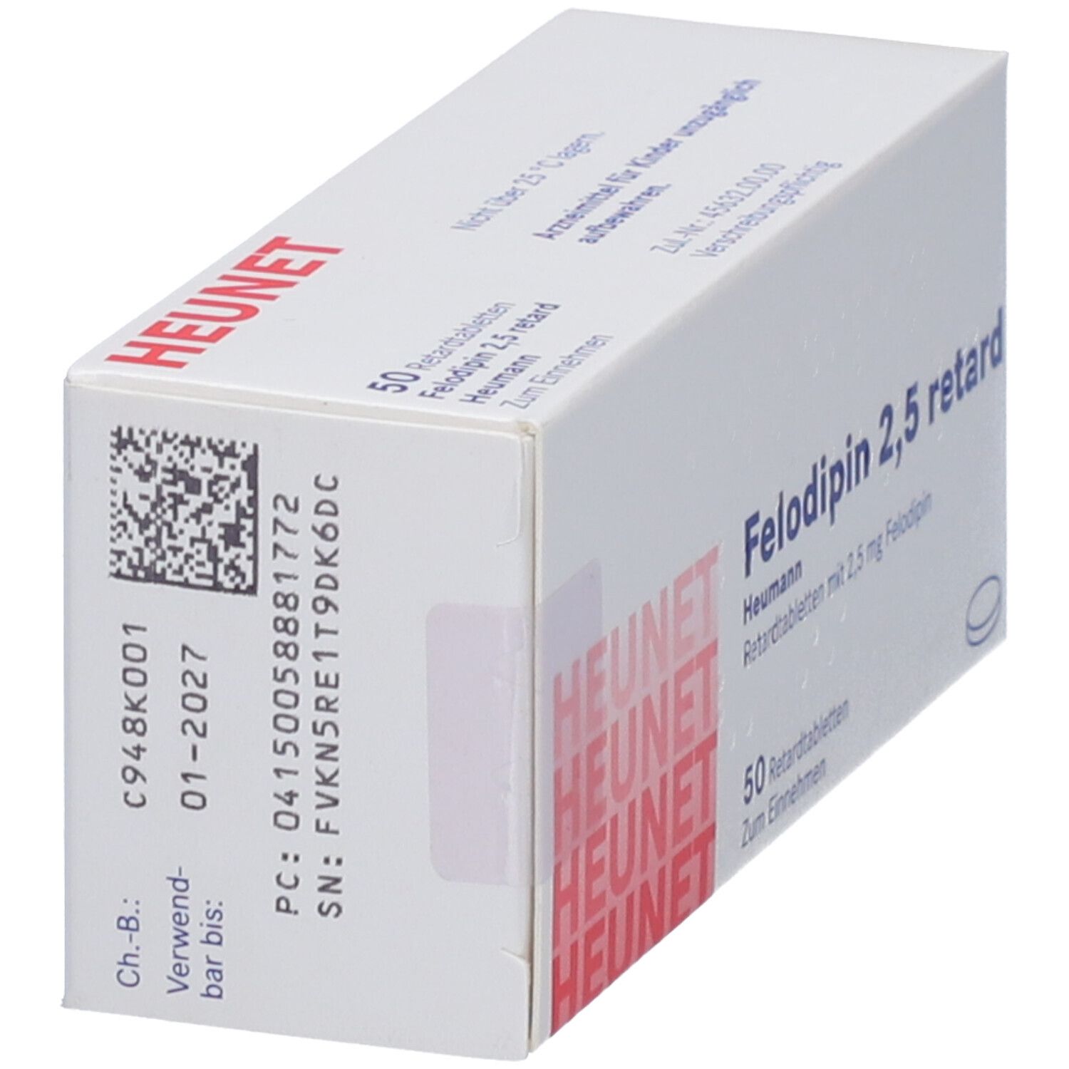 Felodipin 2,5 mg retard Heumann Tabl.Heunet 50 St Retard-Tabletten